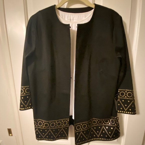 NEW Linnea by Louis Dell' Olio Dressy Black Decorated Cardi Jacket, Small NWT - Picture 12 of 14
